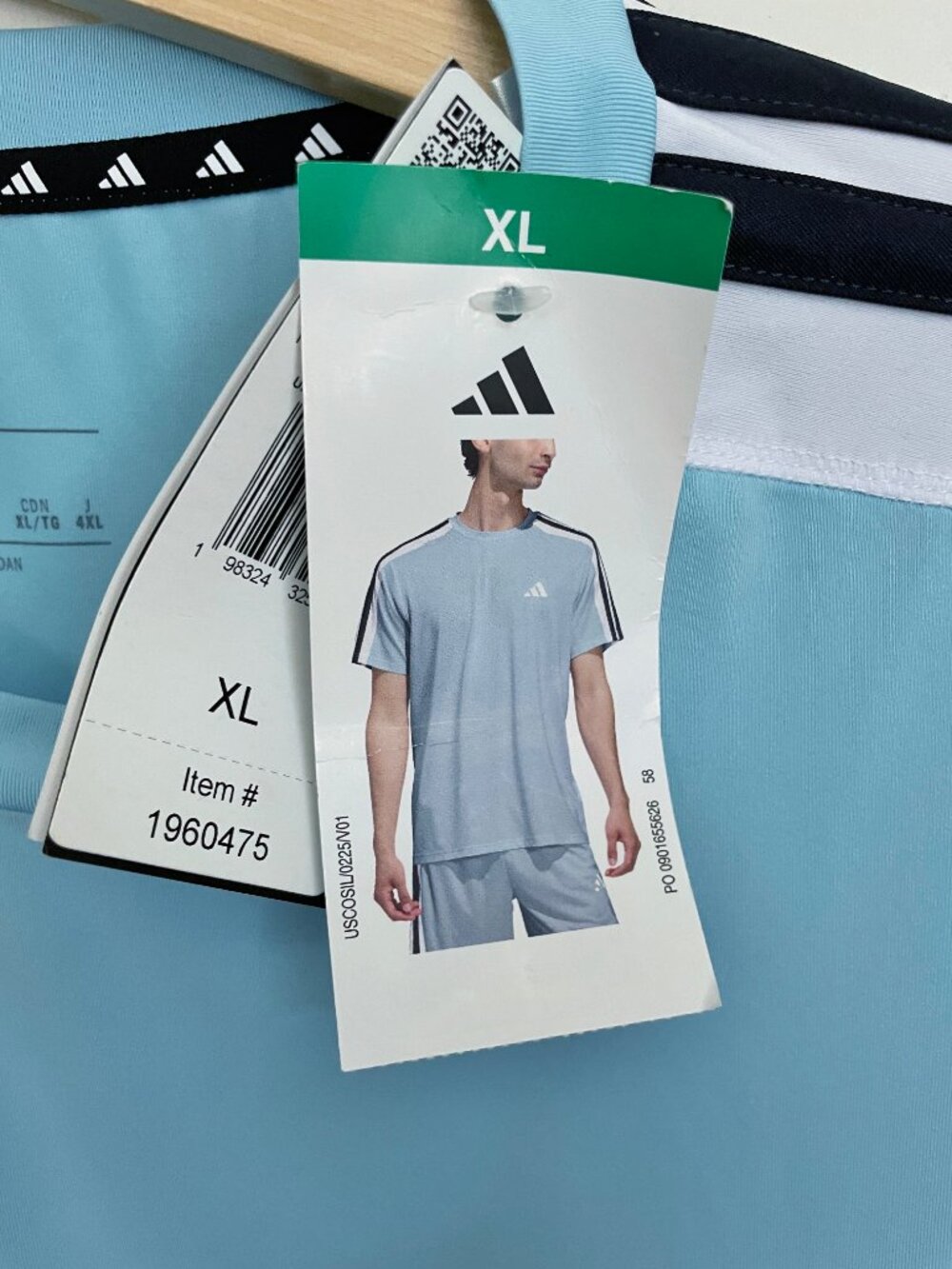 NEW Adidas Men's 3-Stripe Active Tee XL NWT Ice Blue - Picture 5 of 9